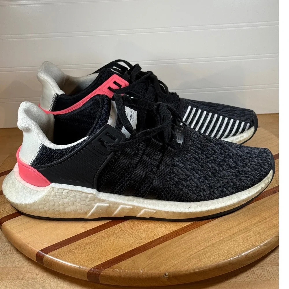 Adidas EQT Support 93/17 Mens Black Turbo Pink Boost Sneakers BB1234 Size 12